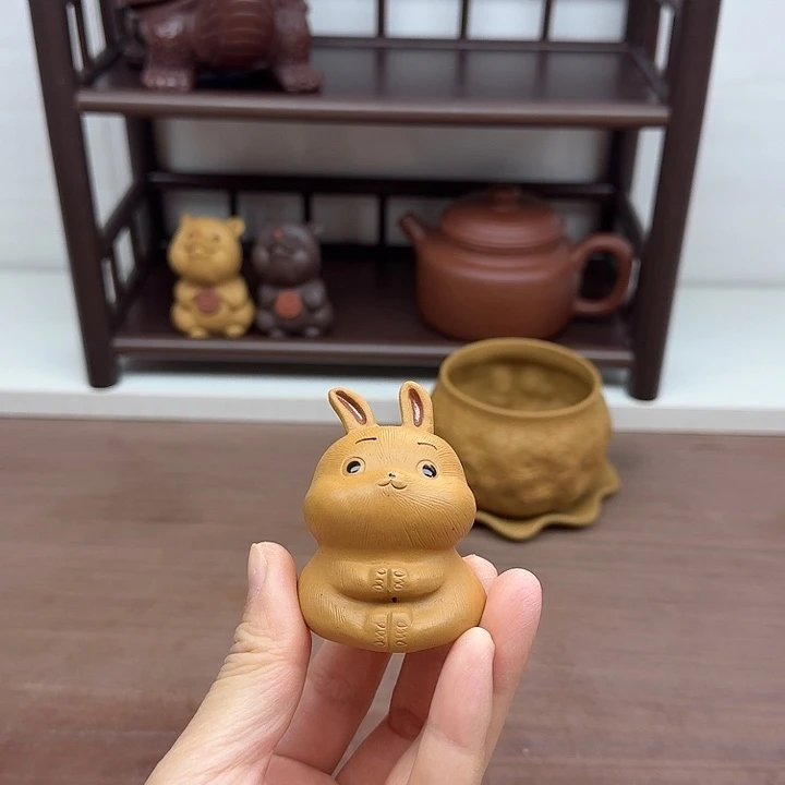 茶案段泥兔子茶宠