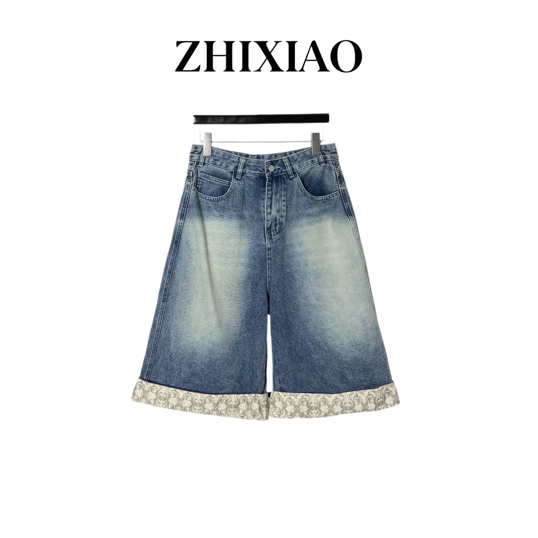 【ZHIXIAO】夏季新款：脚口翻边牛仔裤7105