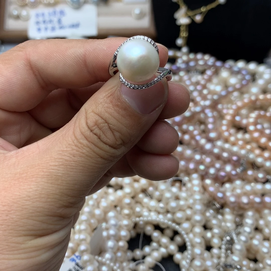 淡水珍珠12-13未镶嵌n26戒指