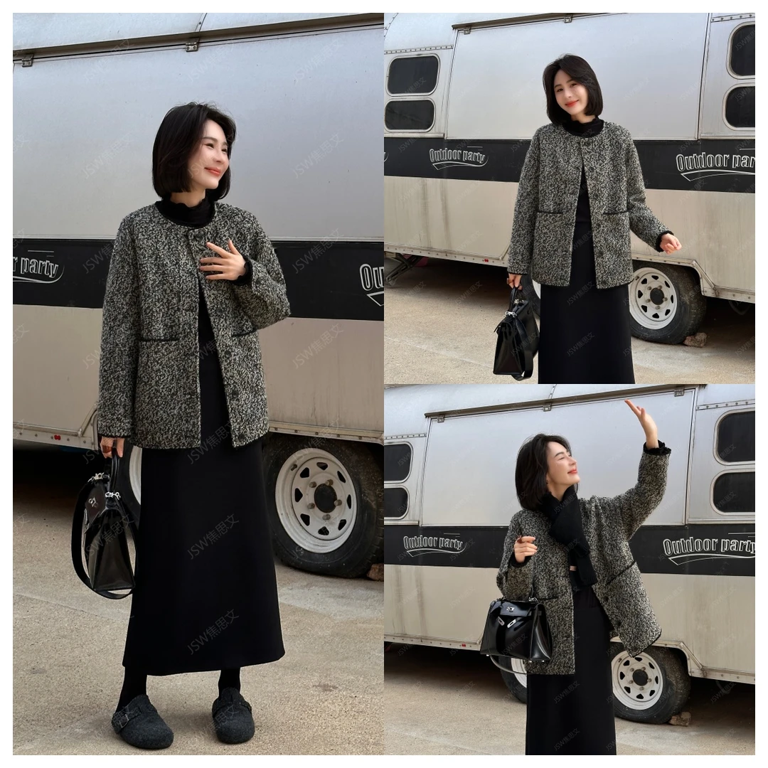 焦思文 冬季时尚洋气百搭保暖小香风夹棉羊毛外套251114Y03