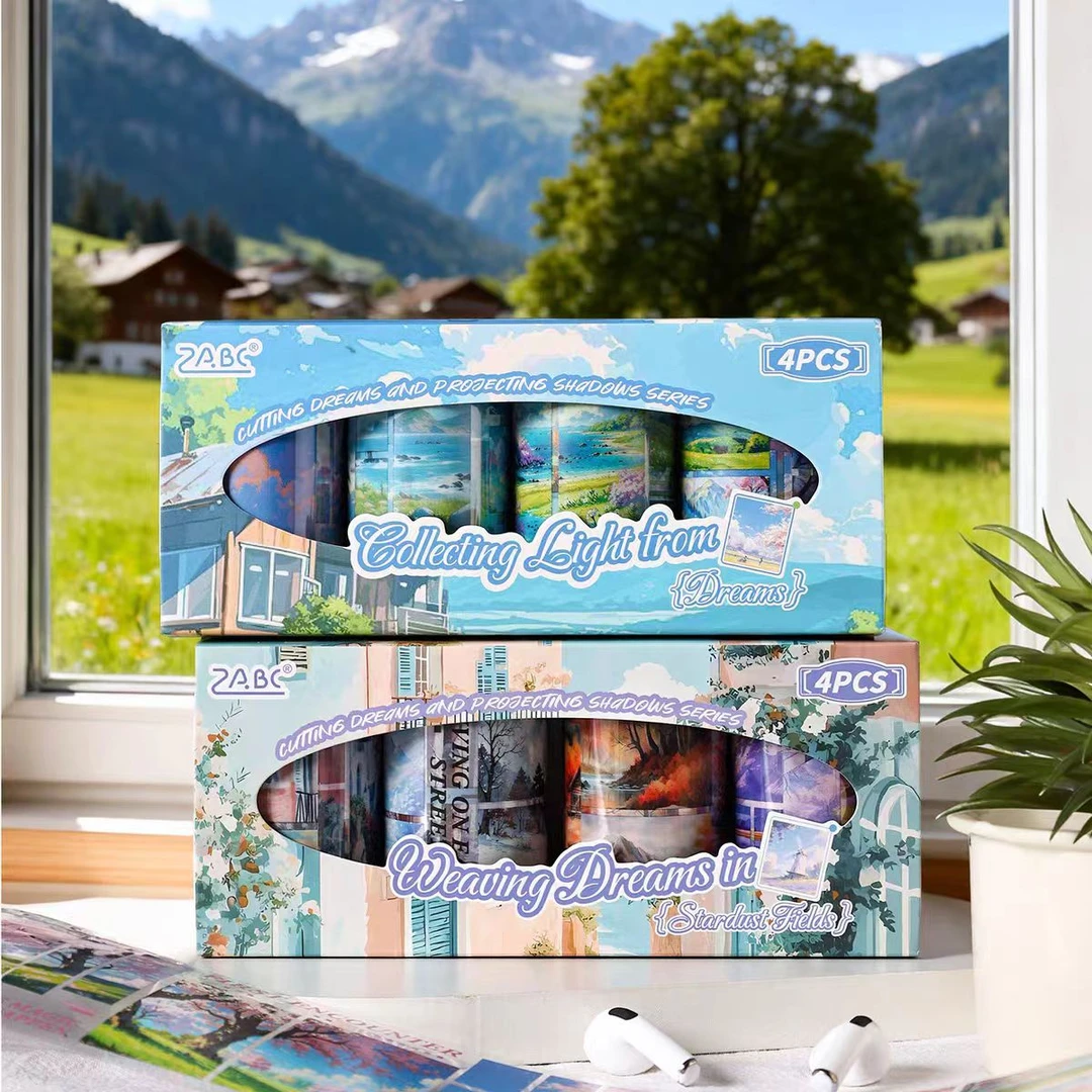 剪梦贴影系列PET防水分镜造景手账装饰素材胶带风景插画