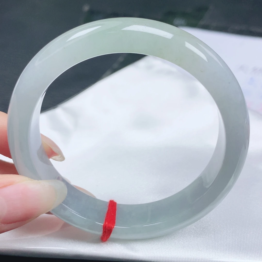 翡翠未镶嵌手镯翡翠58.1冰润飘绿正圈