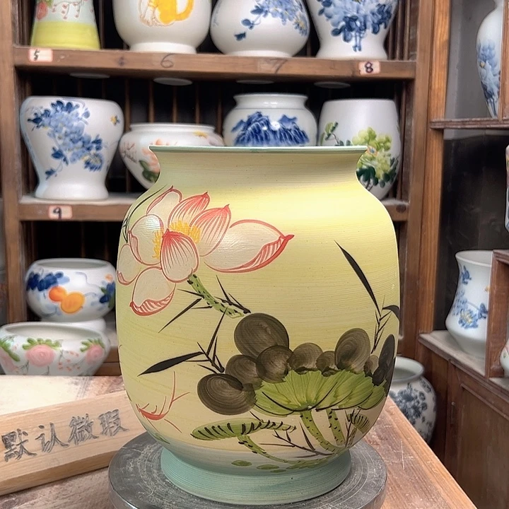 陶冬瓜高27黄荷花陶瓷