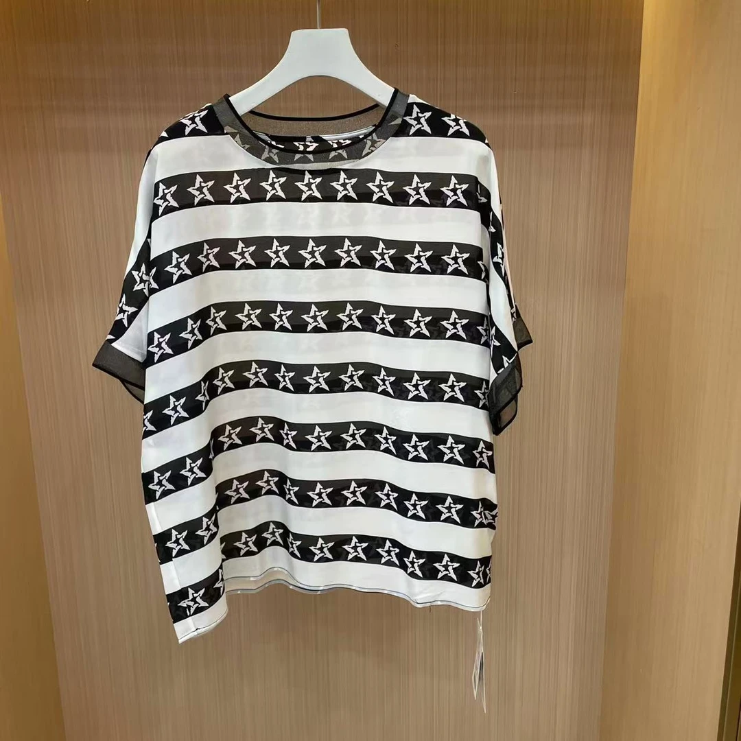 【LJWM】桑蚕丝短袖圆领上衣 S6013