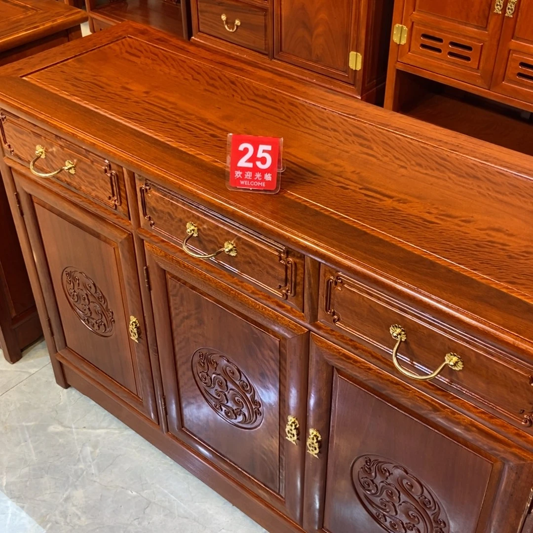 收***余花梨木类柜类家具三门雕花直角25