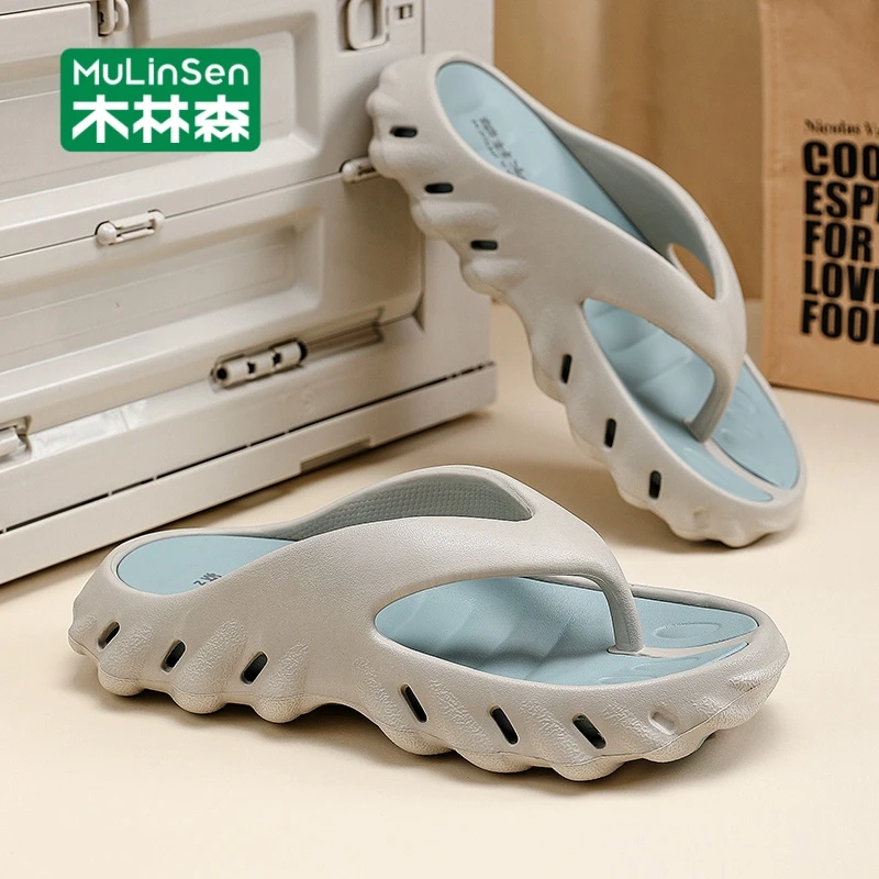 木林森男士拖鞋2025新款夏季外穿防滑舒适厚底耐磨休闲人字拖男款