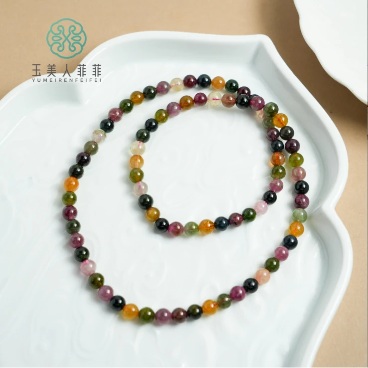 石惑珠宝@碧玺三圈手串约6mm+/多样性发一