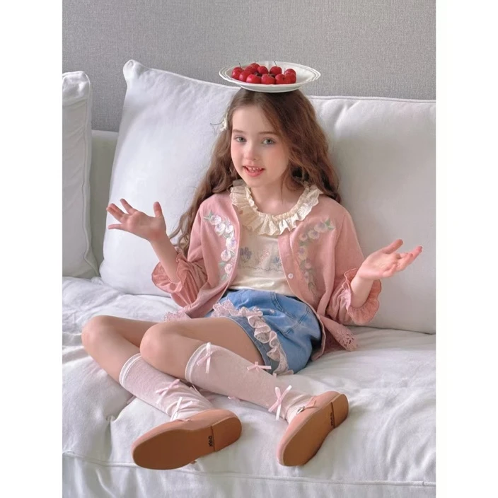 【丸子专属】女童春秋短款针织毛衣开衫洋气韩版小清新外套TS029