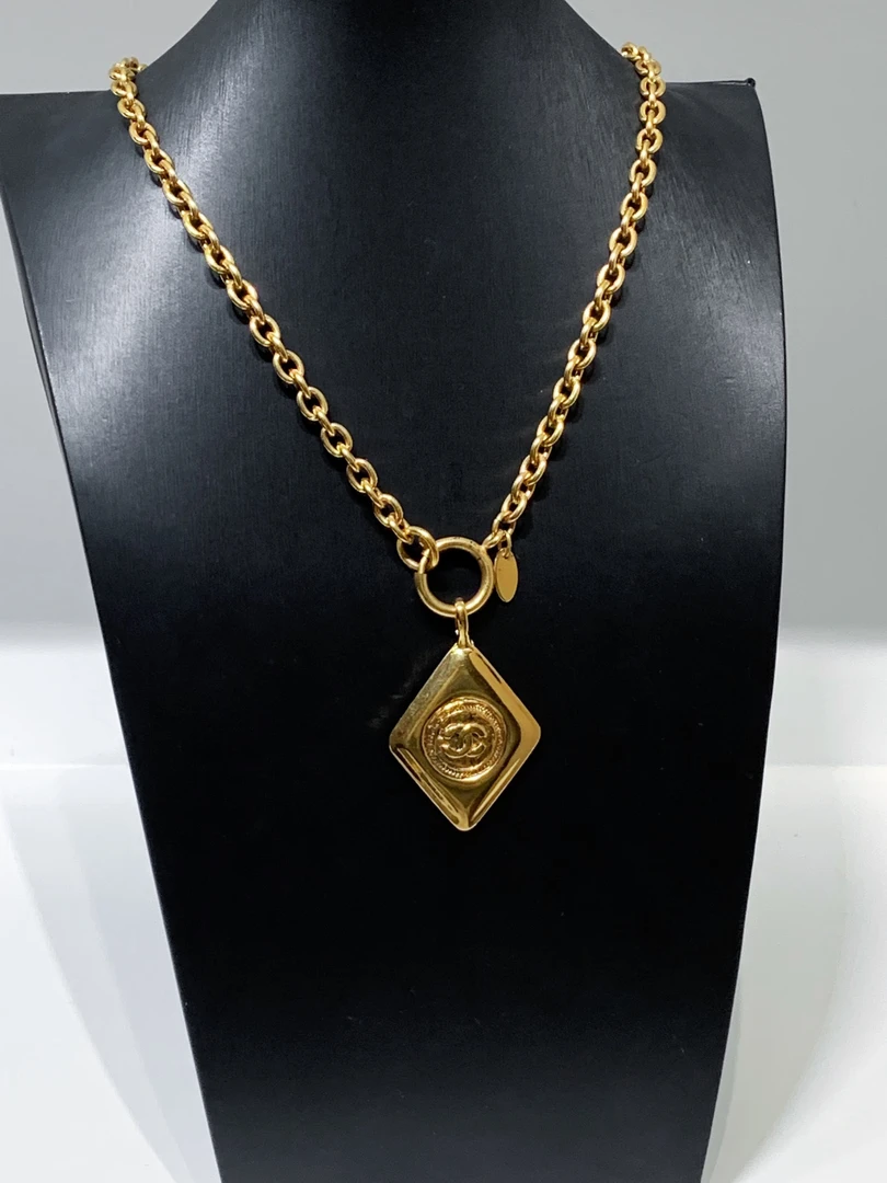 95新 Chanel/香奈儿 HIHI/CHANEL 菱形双C吊坠项链/9342295