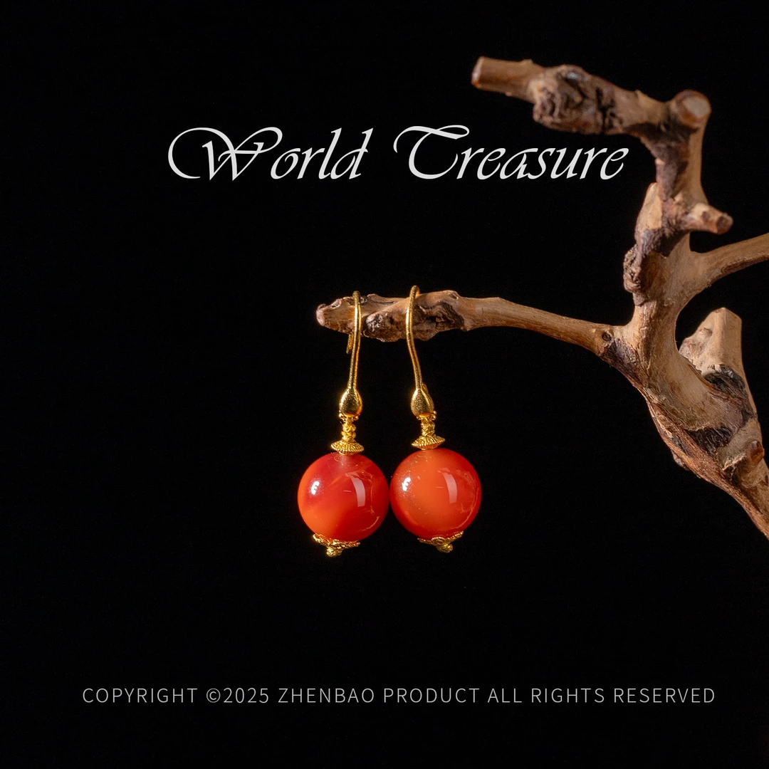 传承品南红DIY耳钩/多样性发一对/P12282