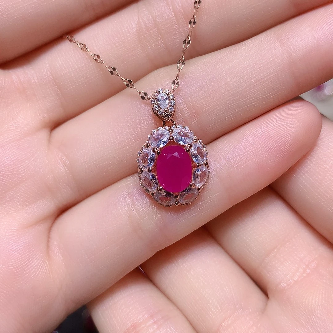 颈饰银S925镶嵌红宝石