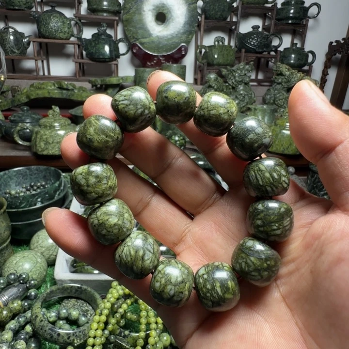 未镶嵌蛇纹石玉手串1.8cm老型珠