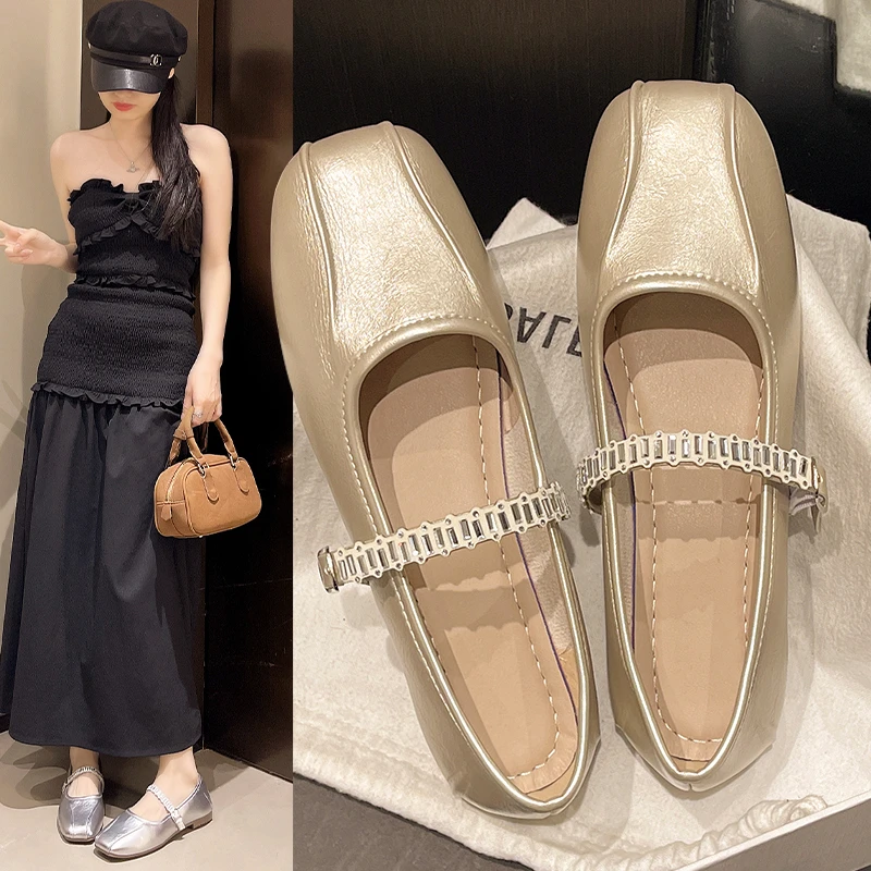 【品牌】2025玛丽珍夏季新款女鞋平底方头一字扣带浅口单鞋A-938