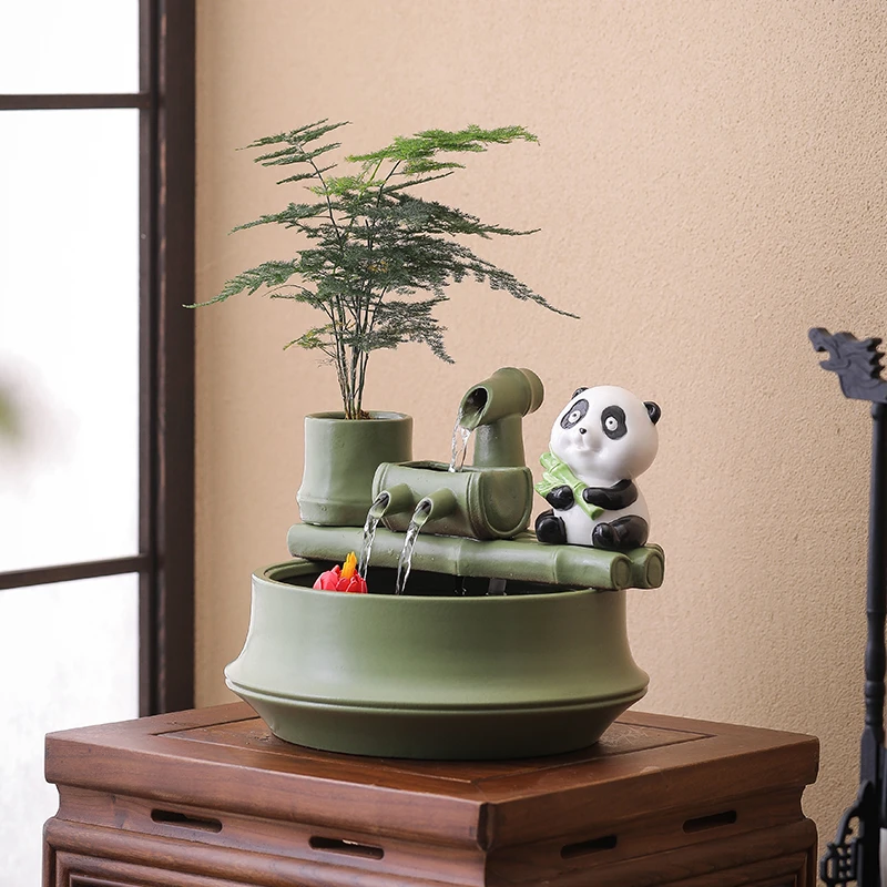 创意陶瓷流水循环水招财客厅玄关办公室乔迁茶几桌面店铺开业礼品