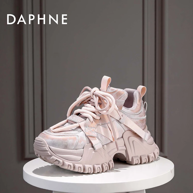 达芙妮厚底老爹鞋女2025春季新款擦色小个子增高爆款休闲运动女鞋