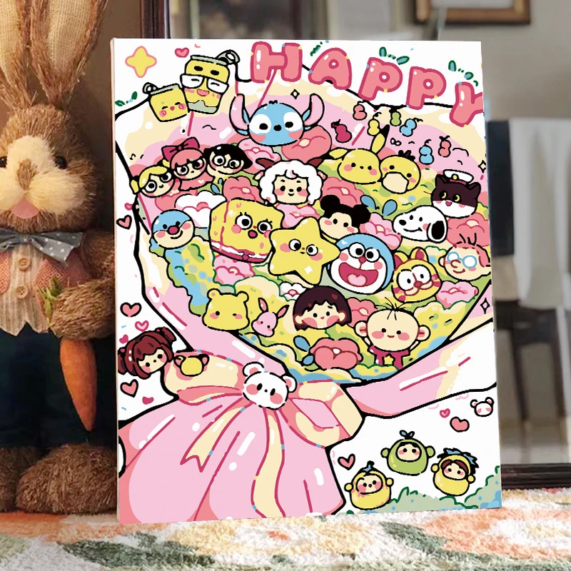 新款30x40CM数字油画手工填色油画diy数字油画治愈系装饰画画