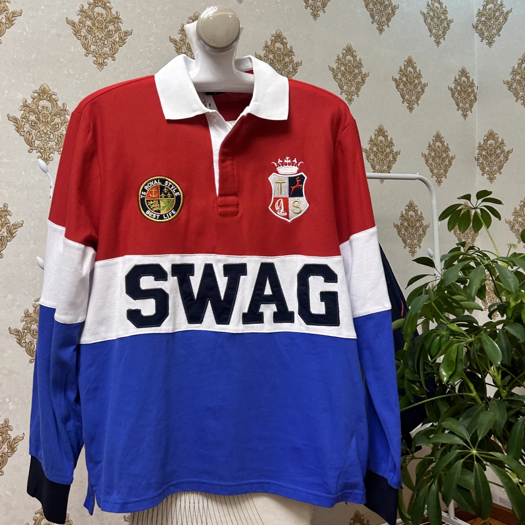 夏季长袖刺绣短袖男常规款Polo衫运动百搭上衣拼接