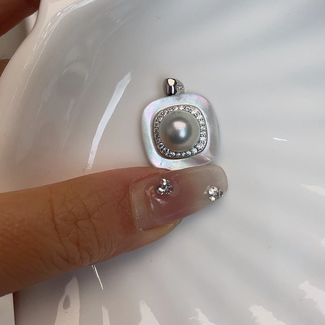 海水珍珠银S925镶嵌吊坠(不含链)