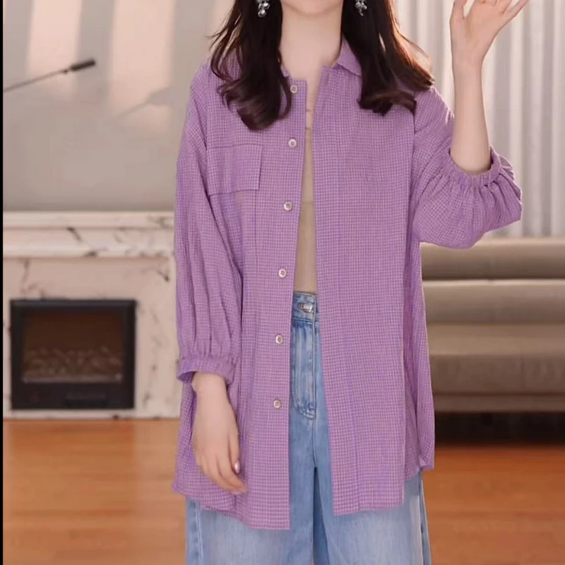 AMASS/阿玛施时尚简约纯色休闲中袖廓形翻领气质衬衫5300905