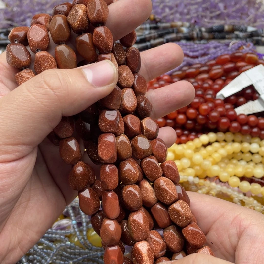 玛瑙/玉髓珠宝半成品未镶嵌一条装9*12左右金沙切面珠