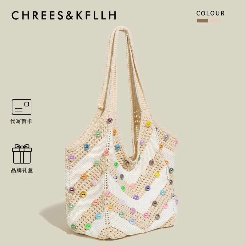 CHREES&KFLLH慵懒风编织托特包女2025新款潮春夏简约百搭单肩包包