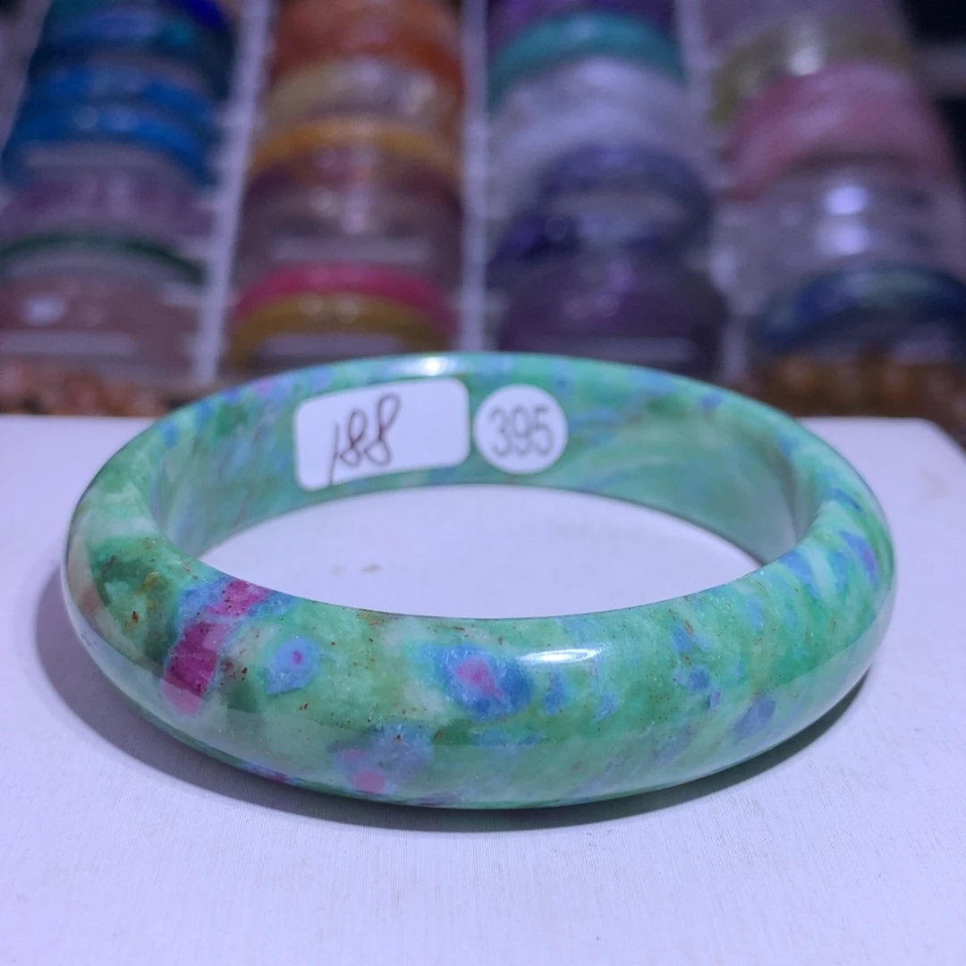 水晶银S925镶嵌手镯红绿宝