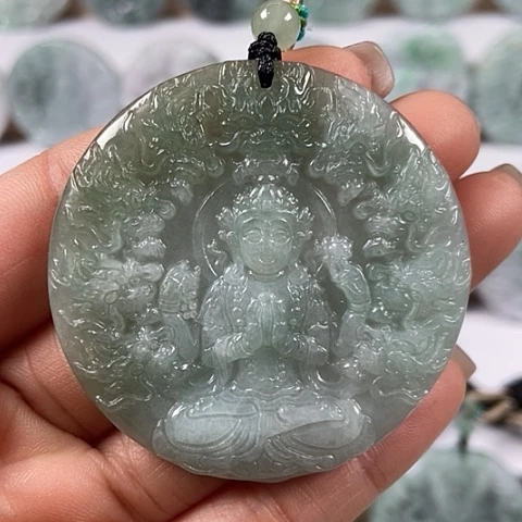 翡翠颈饰未镶嵌九龙观音福利