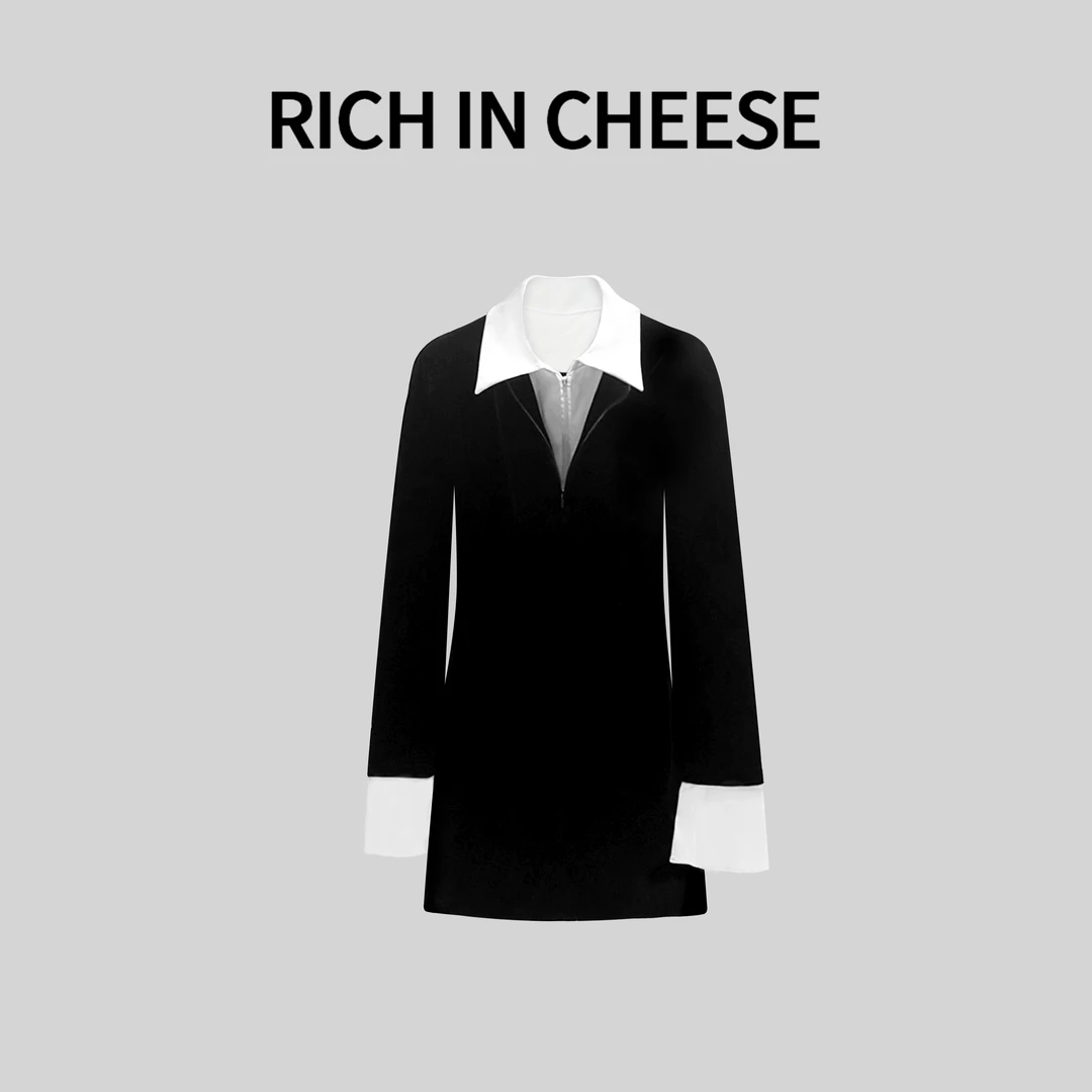【清清】RICHINCHEESE飒爽学姐 假两件设计感连衣裙显瘦高级感裙子