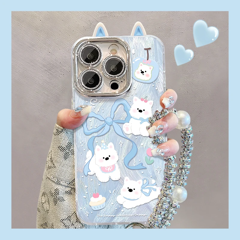 西高地小狗适用苹果15华为vivo/oppo小米iPhone精孔羽纱手机壳