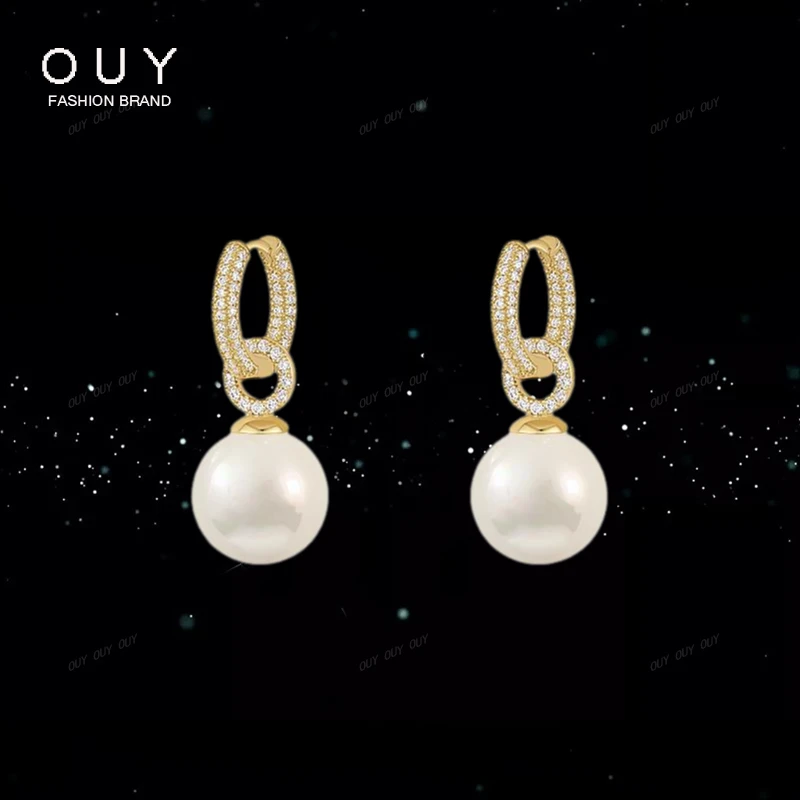 OUY 铜合金仿珍珠耳饰 S925银针 耳环女2025年新款小众高级感耳坠