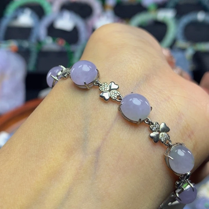 翡翠手链银S925镶嵌翡翠