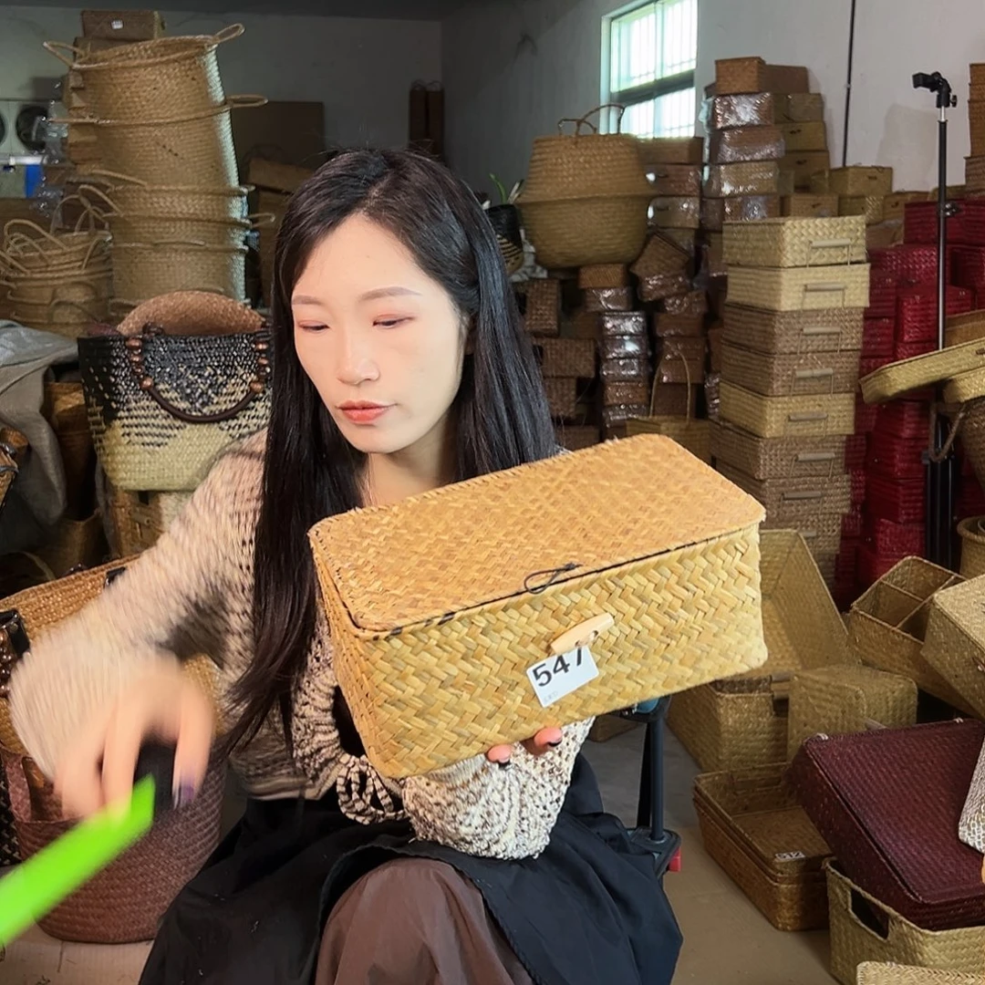 草编草编包/草编收纳盒带瑕疵