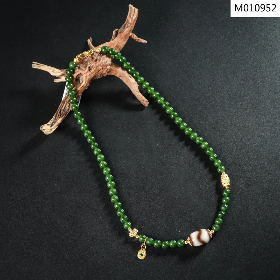 【老掌柜】水纹碧玉玛瑙项链 M010952