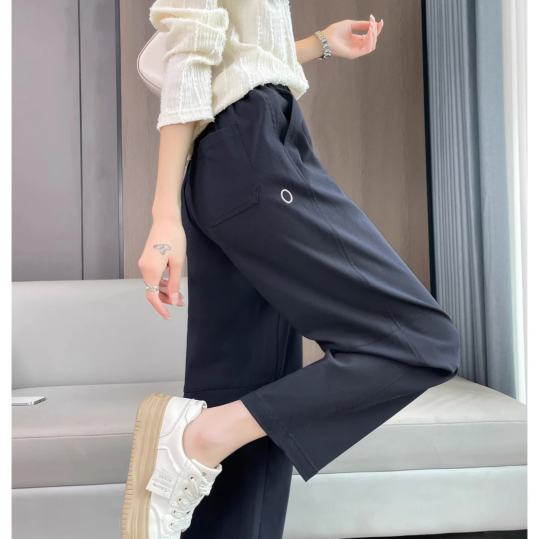 藏青色九分哈伦裤女春秋季2025新款高腰宽松显瘦小个子运动萝卜裤