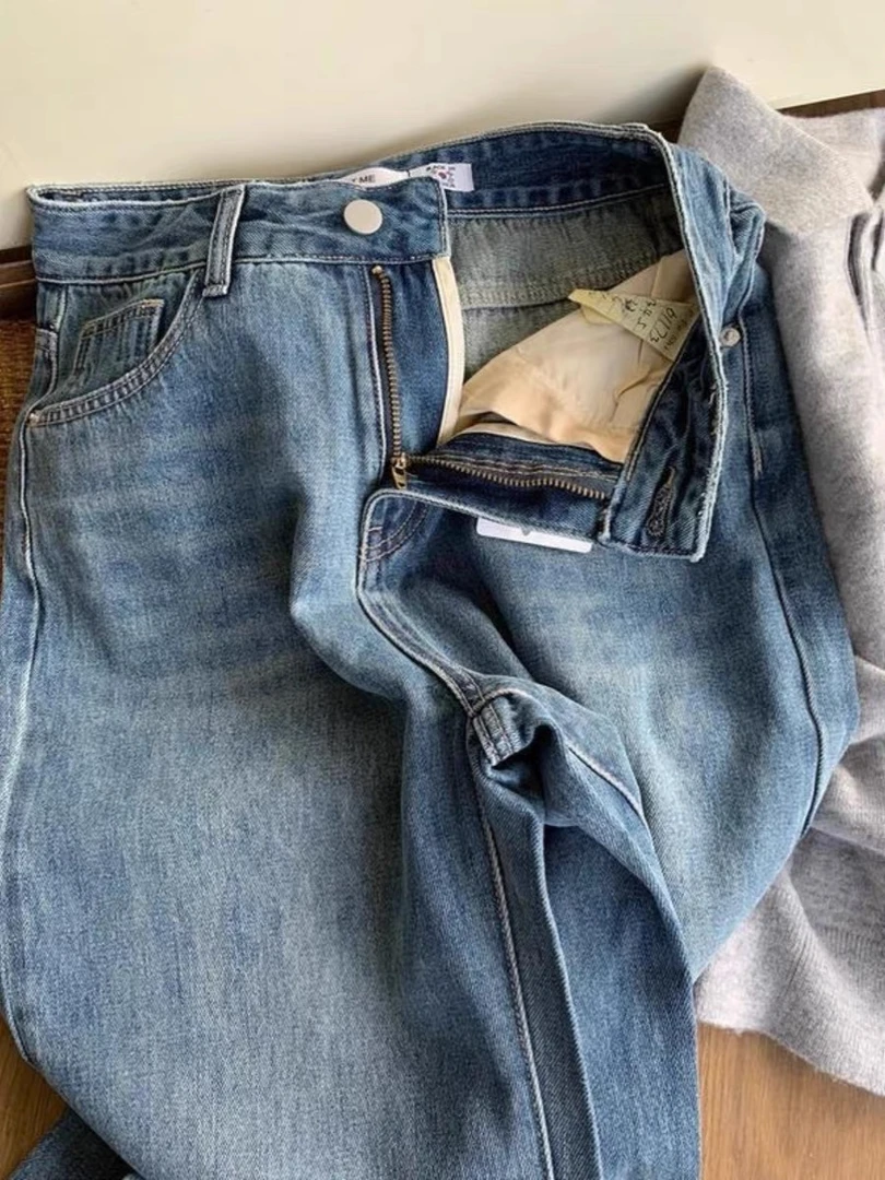 (XI ZI女装）休闲时尚高腰显瘦直筒洗水牛仔裤#28767