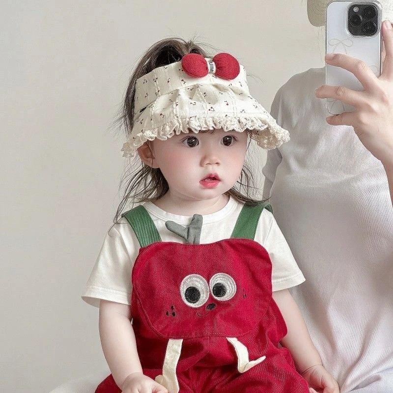 婴幼儿遮阳帽夏季大檐空顶帽女宝宝洋气太阳帽小月龄渔夫帽防晒潮