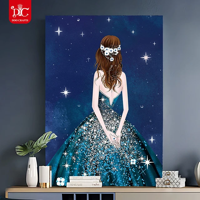 蒂彩DC钻石画高级感高难度满钻新款玄关美女人物背景粘钻十字绣