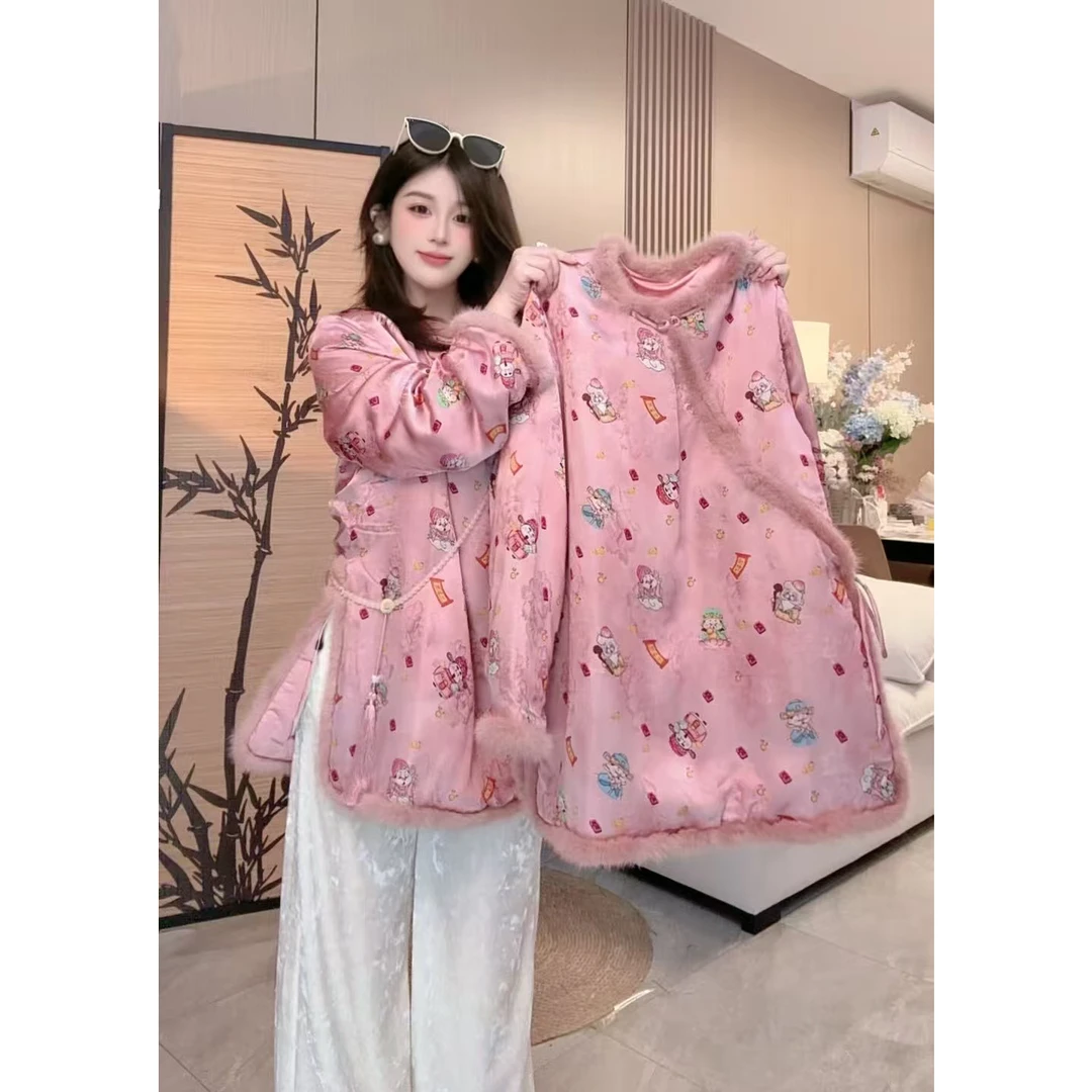 【财神到】新中式高级感时尚唐装冬季女装宽松斜襟上衣783