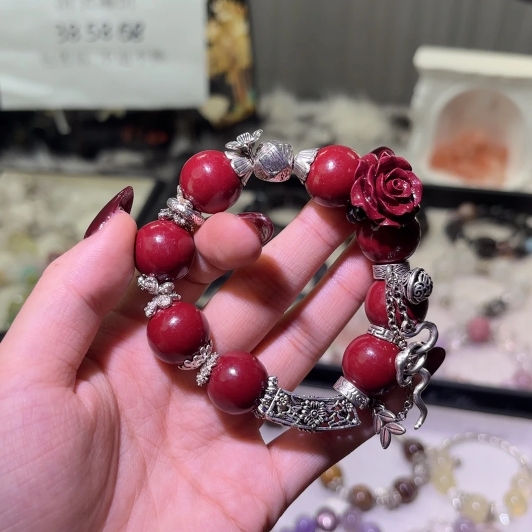 手链银S925镶嵌烟晶