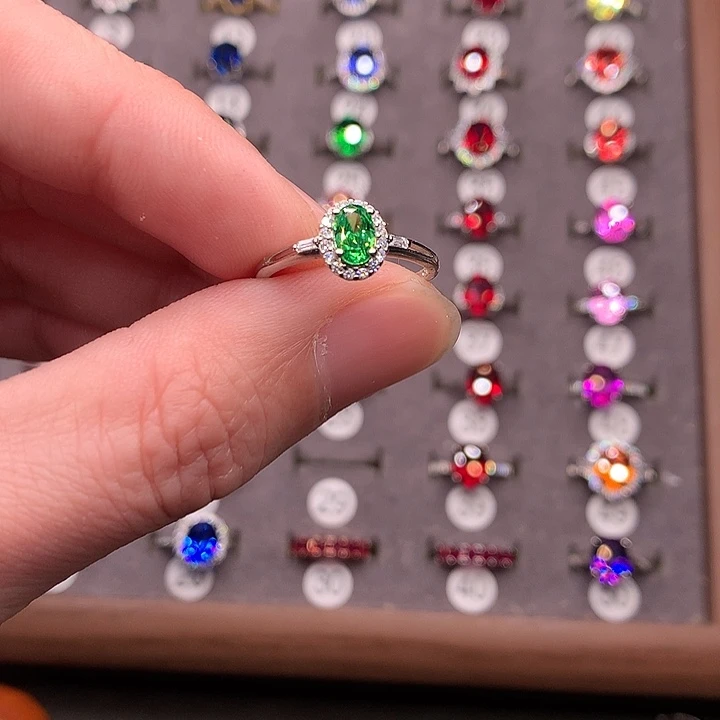 石榴石（沙弗莱）戒指银S925镶嵌