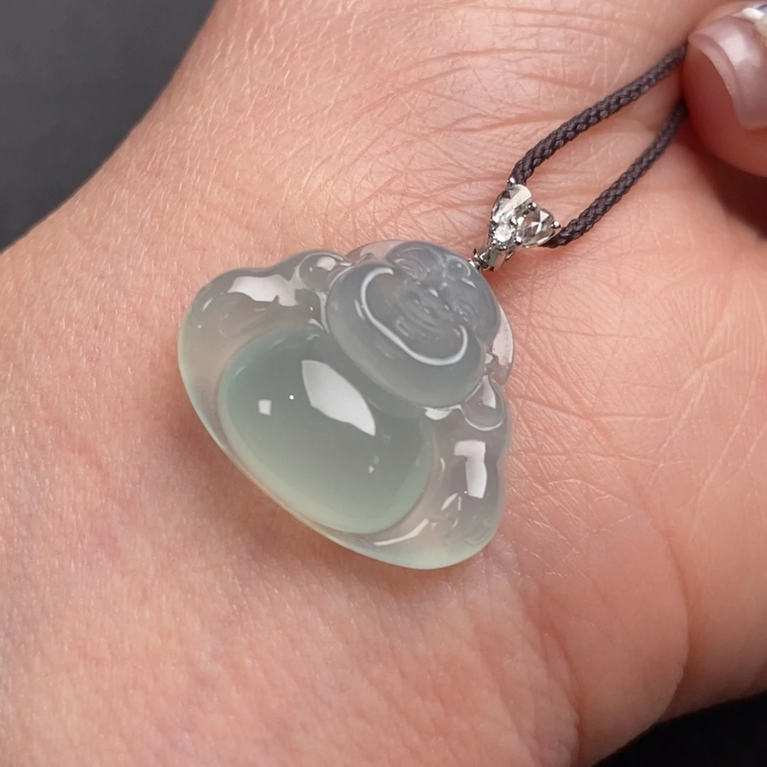 翡翠颈饰18K金镶嵌翡翠佛公吊坠