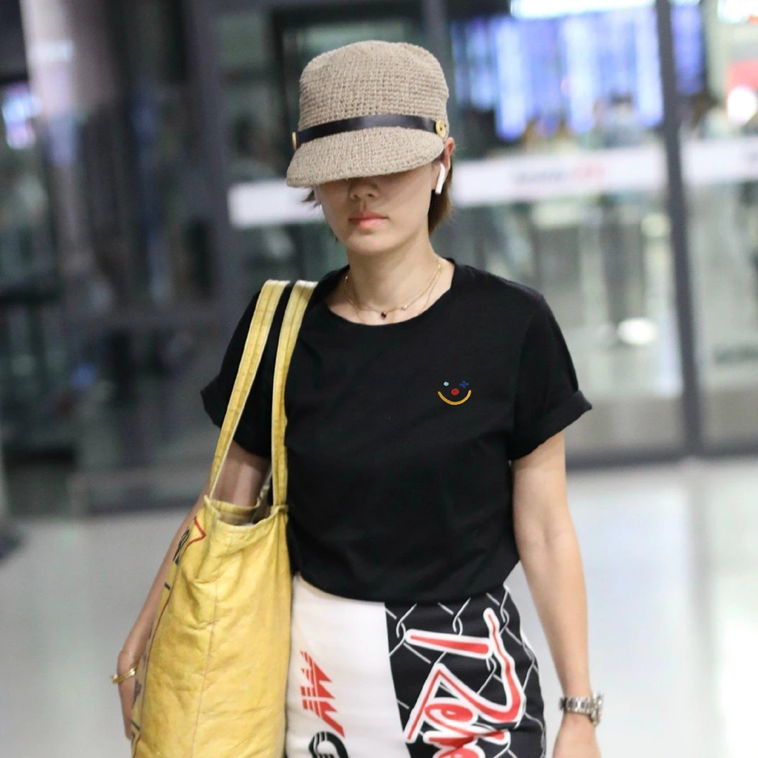 重磅笑脸刺绣100%纯棉短袖t恤女正肩全棉宽松大码男女情侣装上衣