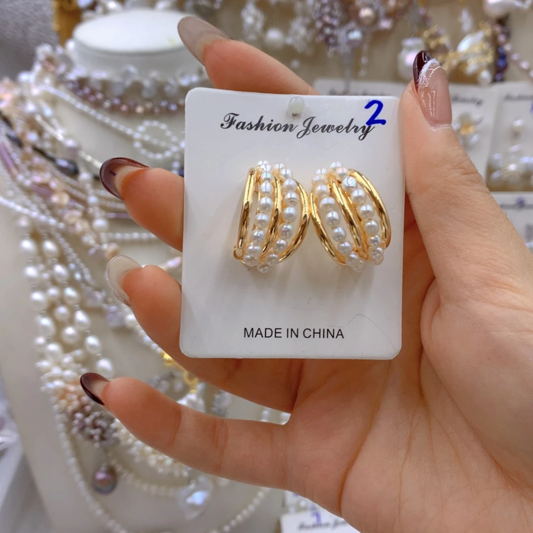 淡水珍珠耳饰合金