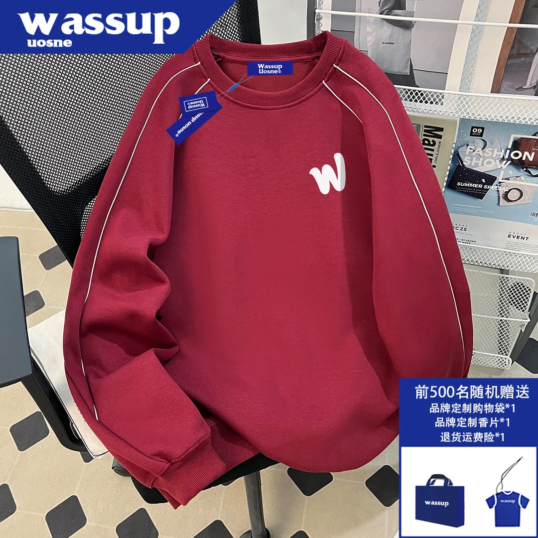 美式潮牌小众设计款卫衣男秋季新款重磅oversize宽松反光条体恤衫