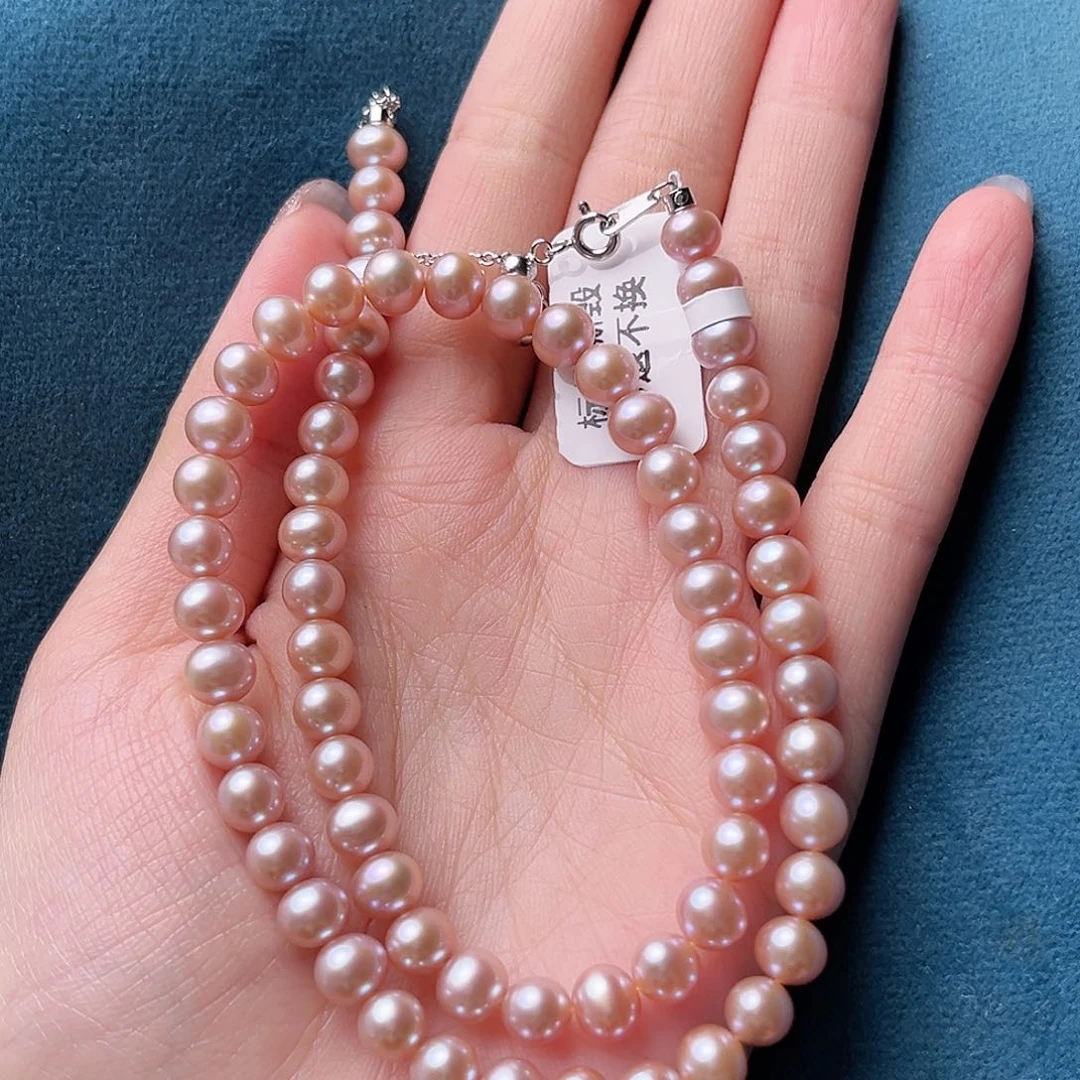 淡水珍珠银S925镶嵌项链