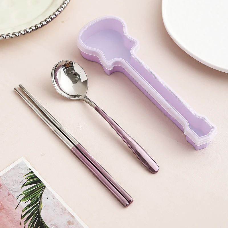 定制礼物刻字304不锈钢筷子勺子套装学生上班族单人装便携式餐具