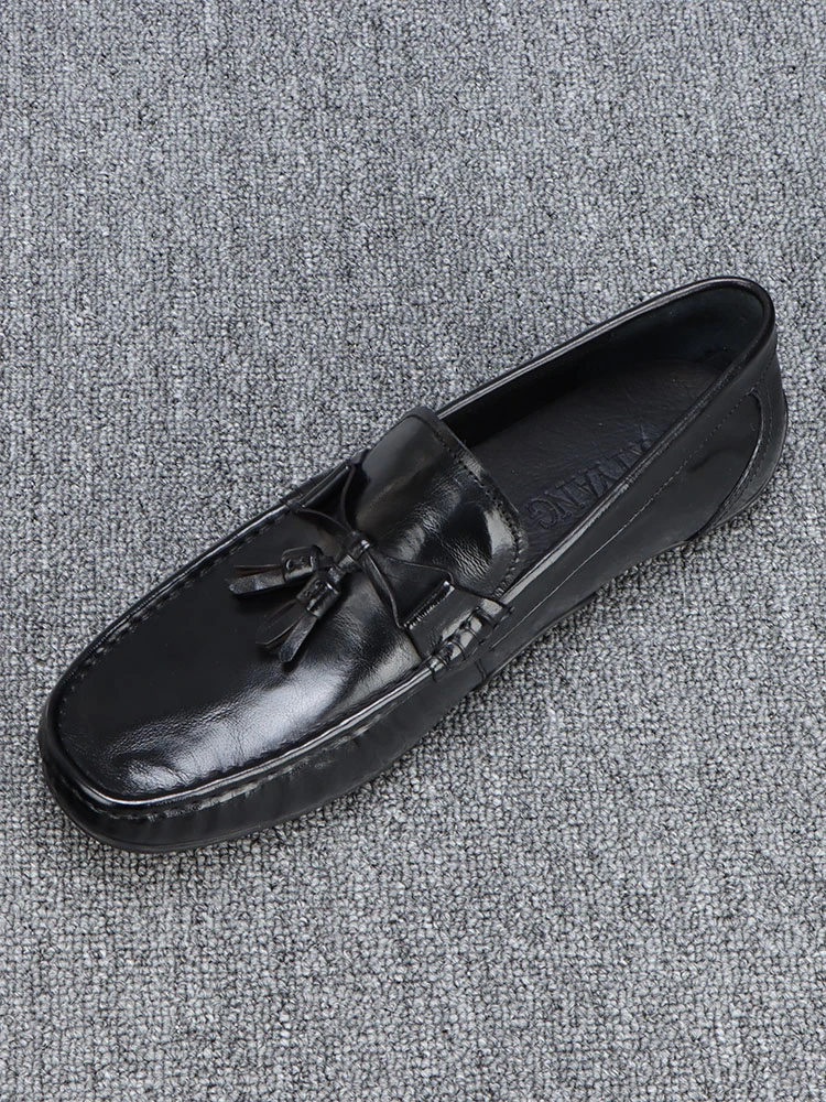 时尚豆豆鞋男2025新款时尚流苏休闲皮鞋男款透气软底软皮开车鞋子