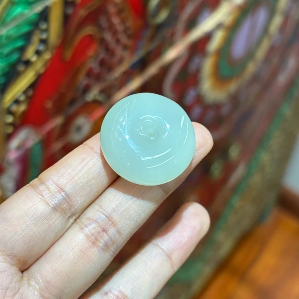 121839wm 和田玉青海料晴水高冰平安扣约37*12多样性发其一