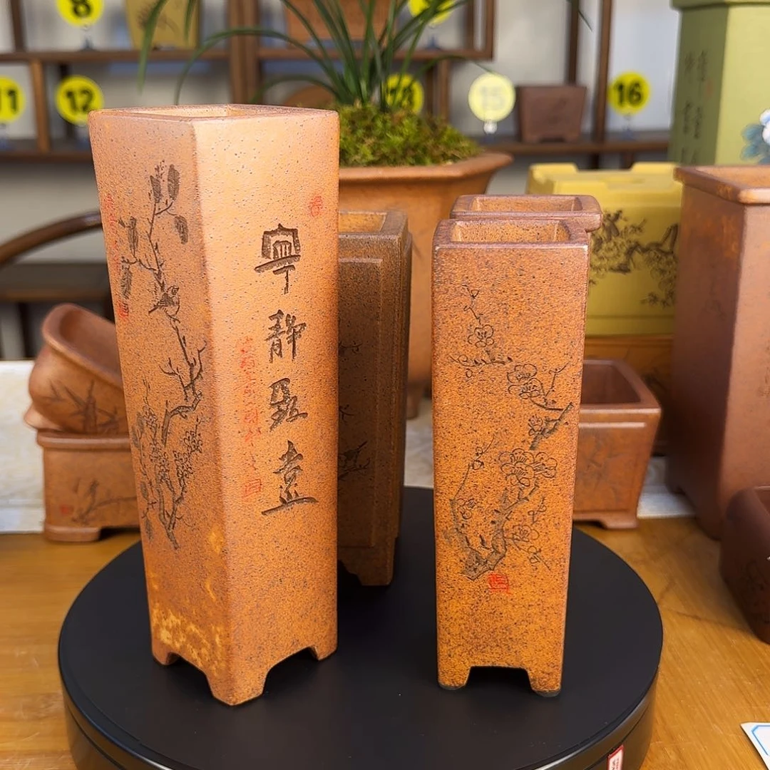 紫砂花盆莫**子紫砂花盆4个