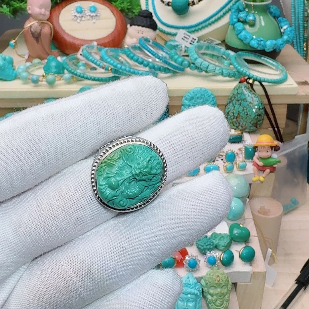 绿松石银S925镶嵌戒指